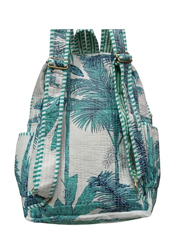 Image of Doraya Cotton Quilted Unisex Backpack Hand Block Floral Printed Design Stylish Eco-Friendly Bag for School, Travel, and Everyday Adventures