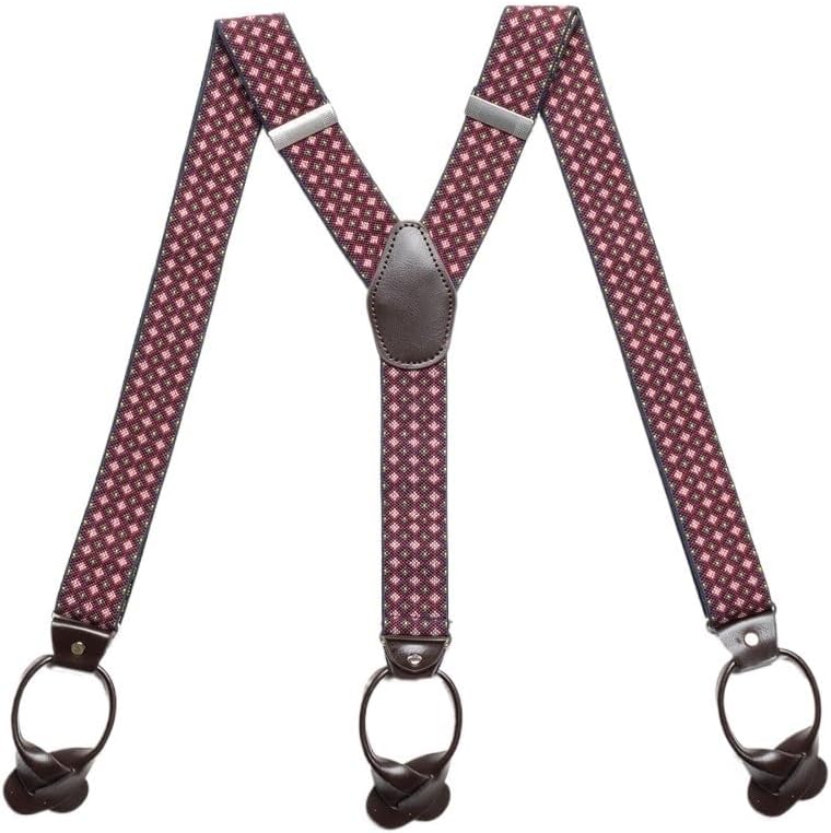 British-style Button-down Suspenders for Men's Y-shaped Adult Elastic Suspender Clips