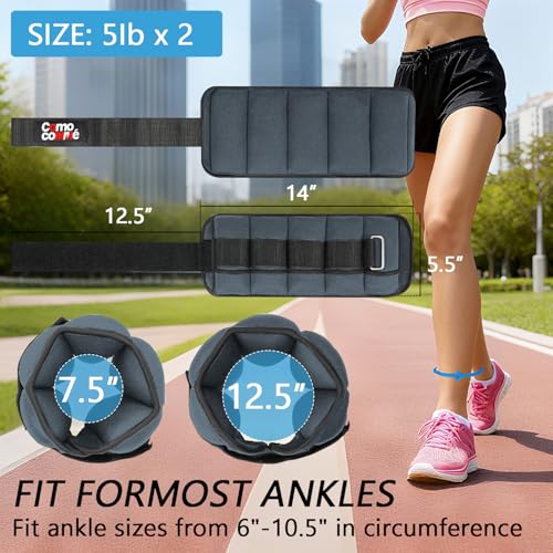 Image of Adjustable Ankle Weights, 2 3 5 lb 1 Pair Strength Training Wrist Leg Arm Weights for Women, Men, Weighted Ankle Weight Set with Removable Sandbags for for Gym, Fitness Workout, Running Lifting