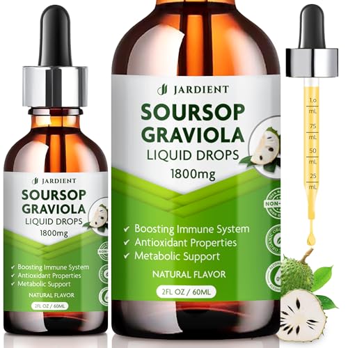 JARDIENT Soursop Graviola Liquid Drop - Organic Soursop Bitters Liquid for Cell Support & Regeneration, Immune Boost, Relax & Digestive, 2 Fl oz, 60ml x 1 Pack (60 ml (Pack of 1))