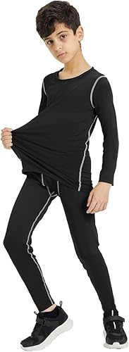 Miniatura 5 de YUSHOW Conjunto de ropa interior térmica para niños, pantalones largos, capa base, parte superior e inferior que absorbe la humedad, conjunto de