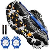 Crampons Ice Cleats Traction Snow Grips for Boots Shoes Women Men Anti Slip 19 Stainless Steel Spikes Safe Protect for Hiking Fishing Walking Climbing Mountaineering
