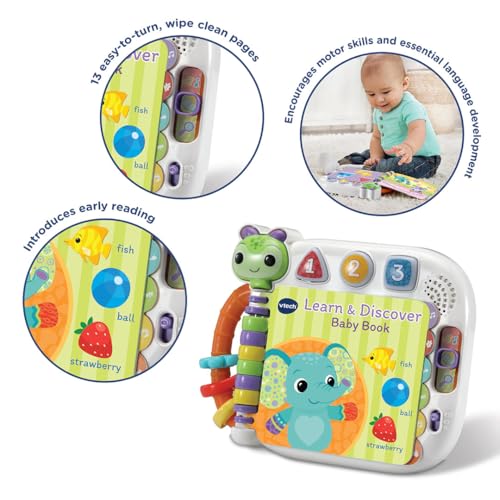 Libro de bebé interactivo con 13 páginas lavables para aprender formas y colores con música 2