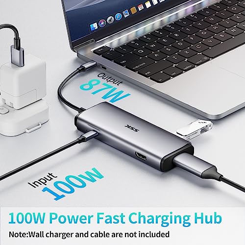 Ssk Laptop Docking Station Dual Monitor, 6 In 1 Usb C Hub Multiport Adapter With 2 Hdmi 4K, 100W Pd Powered, 3 Usb Ports, Universal Usb C Dock Compatible For Macbook/Dell/Hp/Lenovo/Surface #TOP2