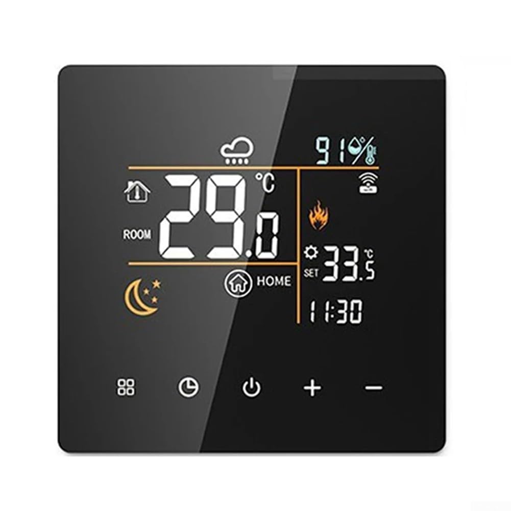Regolatore di temperatura digitale per Tuya, termostato e igrometro Smart WiFi, telecomando WiFi K9 Touch LCD con schermo a colori (nero-25A)