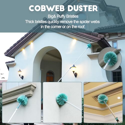 Image of TelesPro 20 Foot High-Reach Duster Kit with 5-12FT Extendable Pole - High Ceiling Duster Cleaning Kit with Telescopic Pole,Cobweb Duster, Chenille Ceiling Fan Duster, Microfiber Feather Duster
