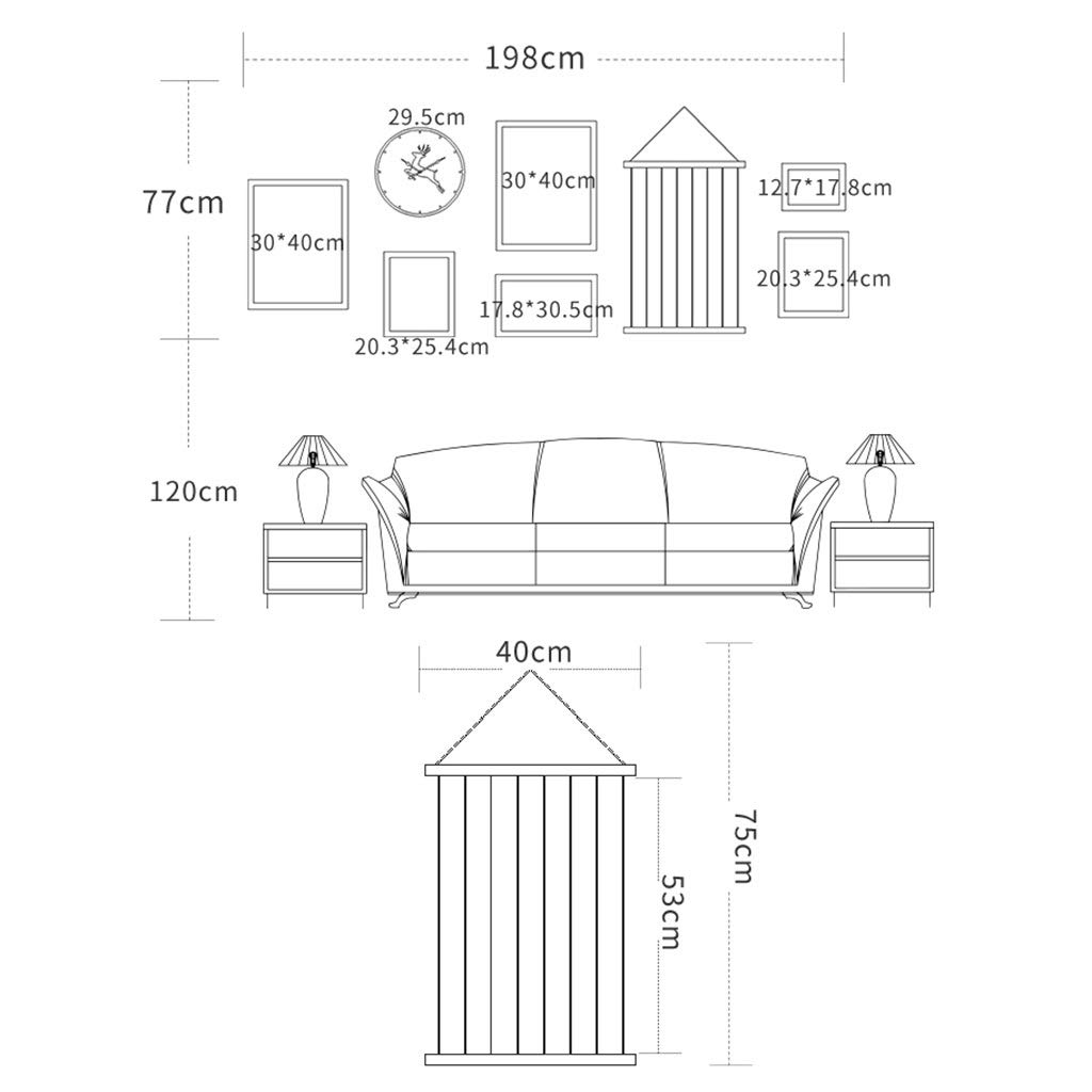 Ramki ścienne i stojące Cadres Photo Collage Ensemble DE 6 Multi Cadre Mural Décoration de la Maison Cadeau Mariage Profrenant Accessoires, 2 kolory Zestawy ramek do zdjęć w różnych rozmiarach(B)