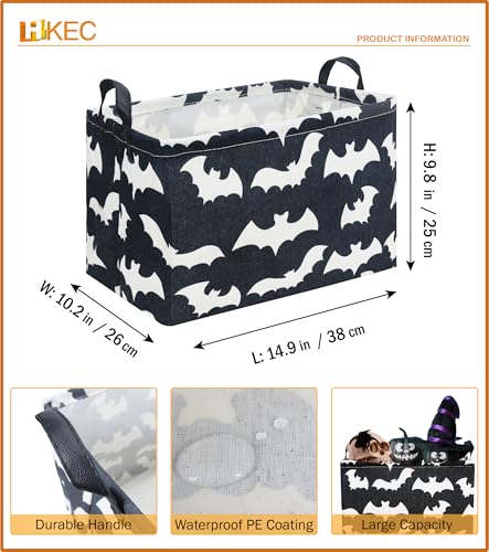 Image of Rectangle Storage Basket with Handles,Collapsible Storage Bin,Books Box,Gift Basket(Bat)
