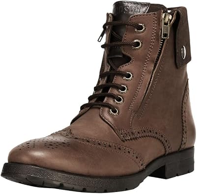 Mens Genuine Leather Wingtip Toe Brogue Zipper Boots 10.5 Brown Jerry-01