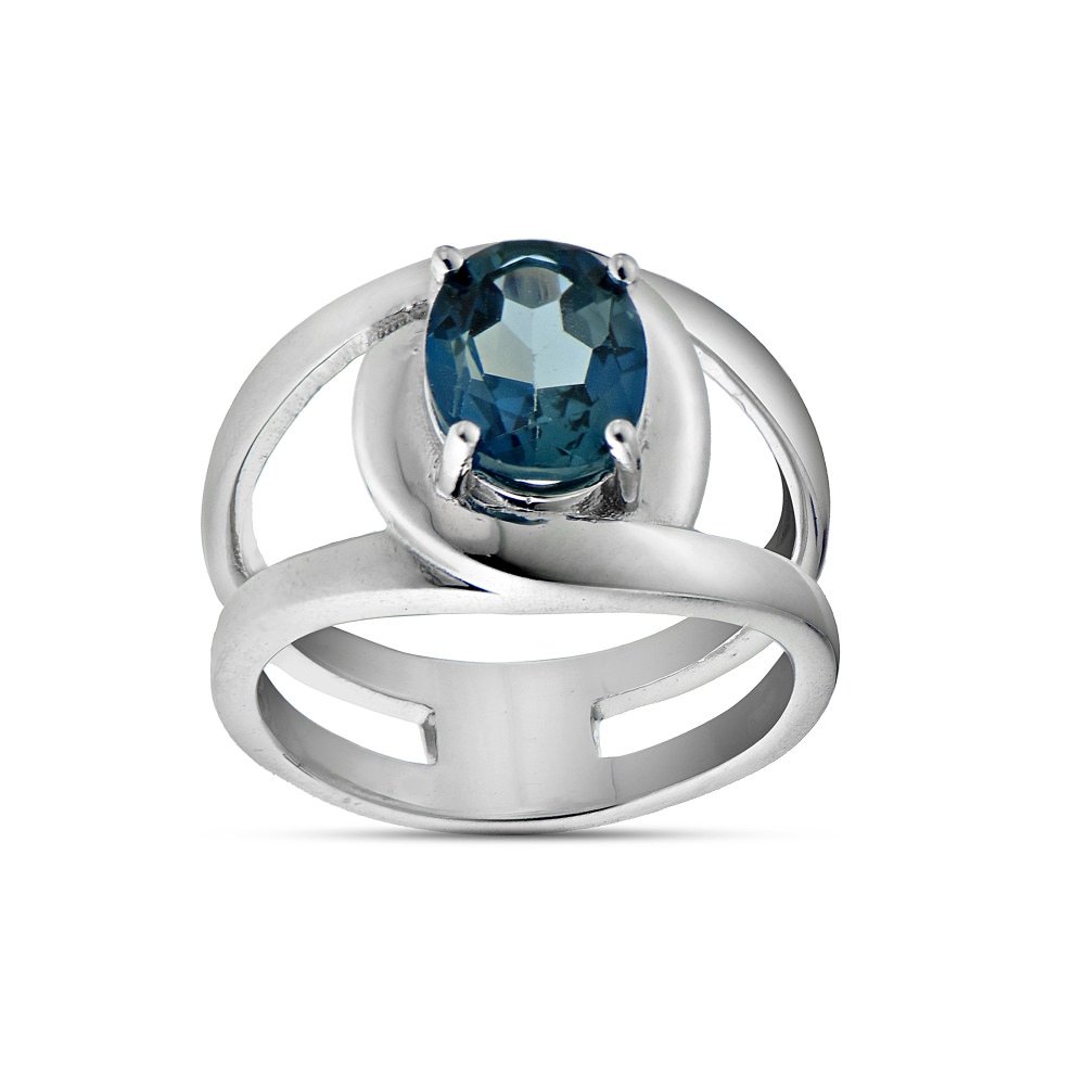 Sterling Silver London Blue Topaz Oval Open Ring