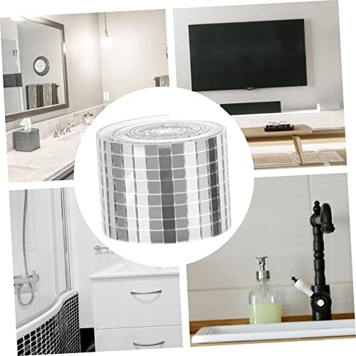 COHEALI 4 Rolos Adesivos De Mosaico Autoadesivos Espelho Telha Prata Papel De Parede Adesivo Autoade