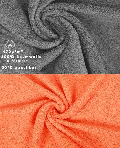 Betz 10 Stück Waschhandschuhe Premium 100% Baumwolle Waschlappen Set 16x21 cm Farbe orange und anthrazit – Bild 4