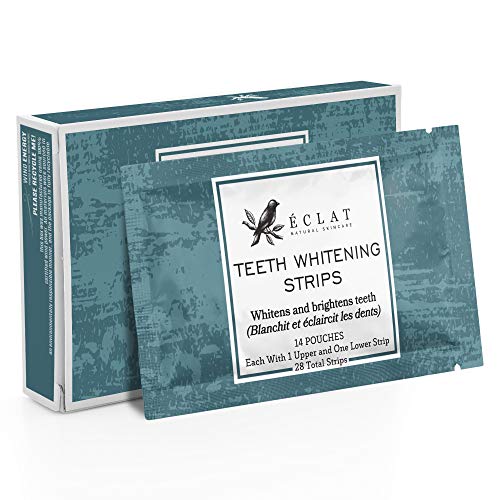 Teeth Whitening Strips by Eclat - Fluoride and Peroxide Free - At Home Teeth Whitening Kit - Pack of 28 Strips - Safe and Easy To Use