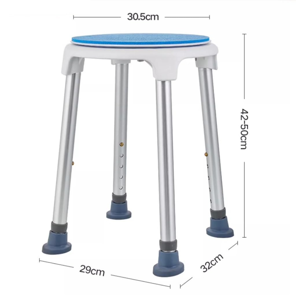 Silla De Ducha Redonda Ajustable, Asiento De Ducha Giratorio De 360 ​​Grados, Taburete De Banco De Baño De Aluminio Resistente, For Personas Mayores, Discapacitados, Embarazadas, Bariátricas