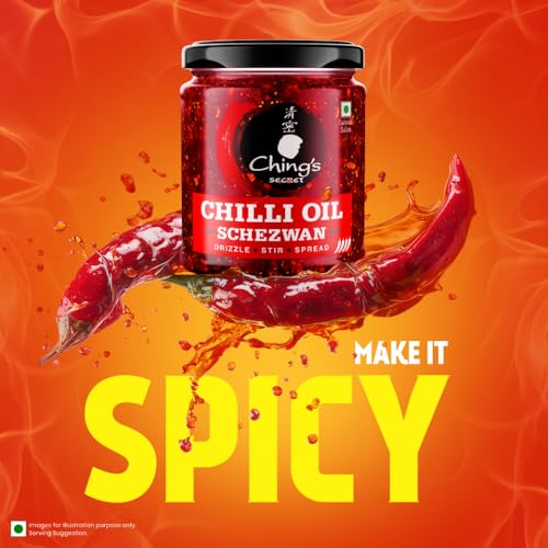 Image of Ching's Chilli Oil Schezwan - 170g | Garlic Schezwan Chilli Oil with Real Sichuan Pepper| Use on Noodles, Fried Rice, Momos, Pizza, Pasta, Indian Curries & Dal| Drizzle, Stir, Spread