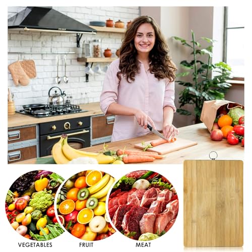 Chopping Board Heavy Duty Cutting Board with Steel Hanging Hook Multipurpose Wooden Platter Board Chops Handy Board Home Kitchen Use Camping BBQ Chicken Meat Cheese Board 30x 20cm (1pc) - Image 6