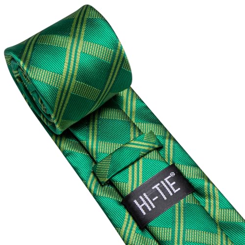 Image of Hi-Tie Mens Paisley Floral Striped Ties Set Silk Necktie and Lapel Pin for Men Pocket Square Cufflinks Set Business Wedding