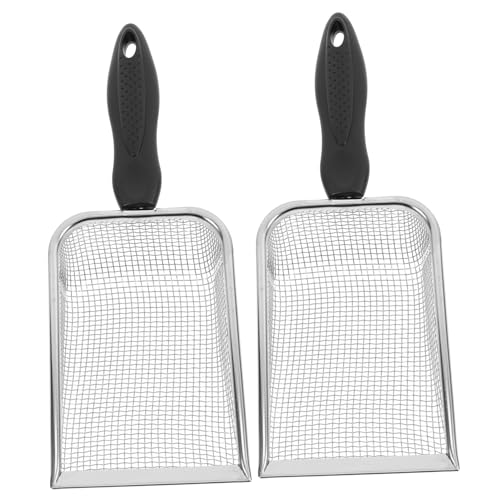 TOYANDONA Set 2 Pezzi Pala Da Spiaggia a Rete in Acciaio Resistenti e Plastica, Paletta Filtrante Per Sabbia e Conchiglie, Multiuso Per Spiaggia, Giardino e Lettiera Animale