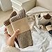 5 Pairs - Women's Autumn and Winter Linen Wool Pile mid-Tube Socks, Fleece Thick Warm Cashmere Stockings - Gray Green - One Size fits All