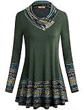 Miusey Christmas Sweater for Women,Ladies Petite Clothes Cowl Pullover Patchwork Casual Tops to Weater with Leggings Lightweight A line Swing Hem Juniors Tops Dark Green S