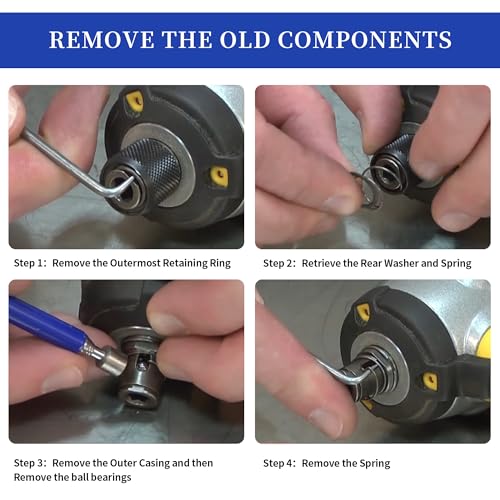 4 Packs N078434 N089668 Impact Driver Spring Kit with Steel Ball for DEWALT DCF885, DCF886, and DCF805 Series Impact Driver, Replacement Parts for Impact Wrench - Thumbnail 4