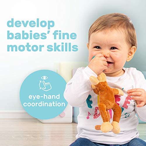 Image of Stuffed Monkey Animal Detachable Pacifier Holder, Latex-Free Soother with Stuffed Toy, Calming and Easy to Clean Baby Stuff, Newborn Pacifier- BabyLuv