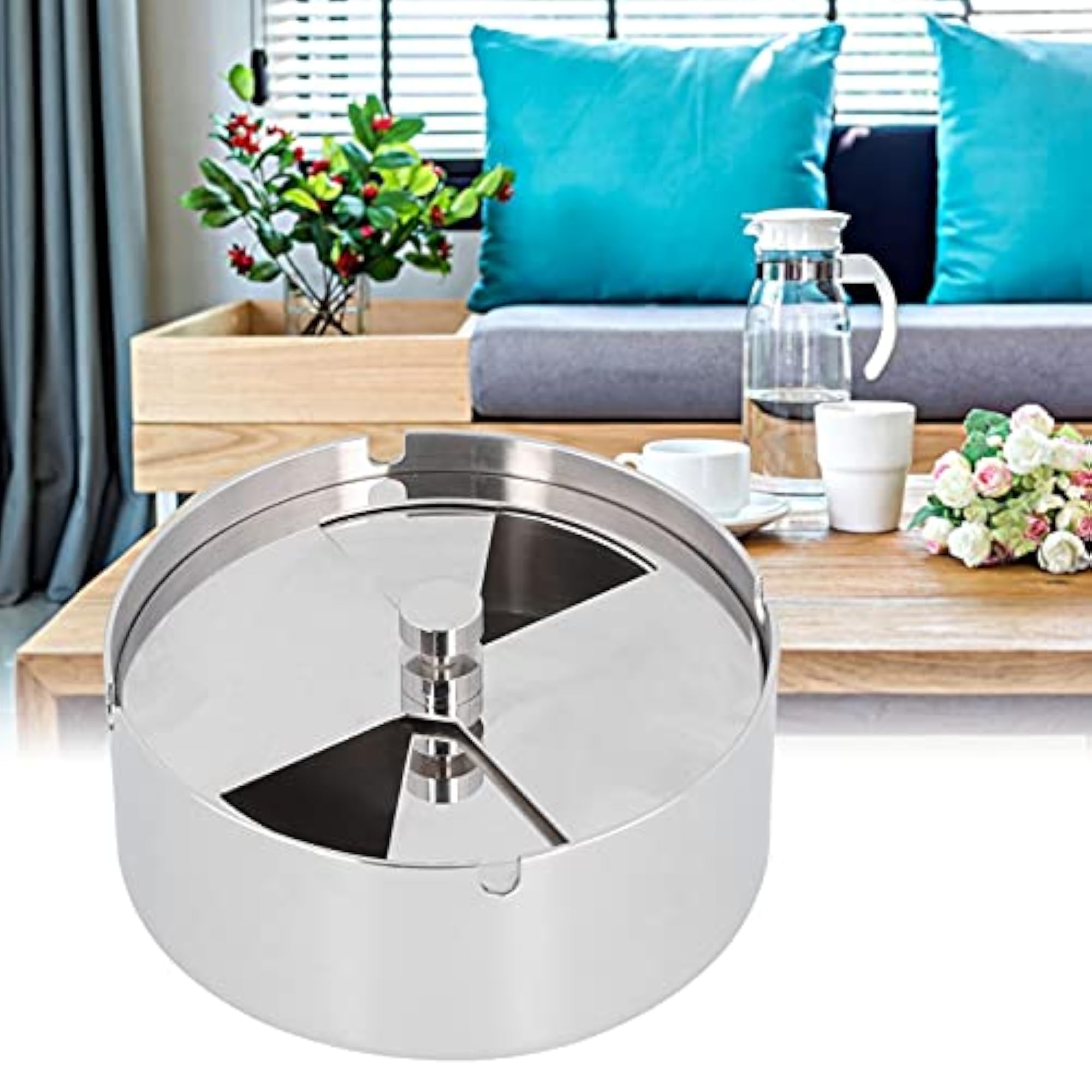 Windproof Rotating Cover Ashtray for Outdoor Use