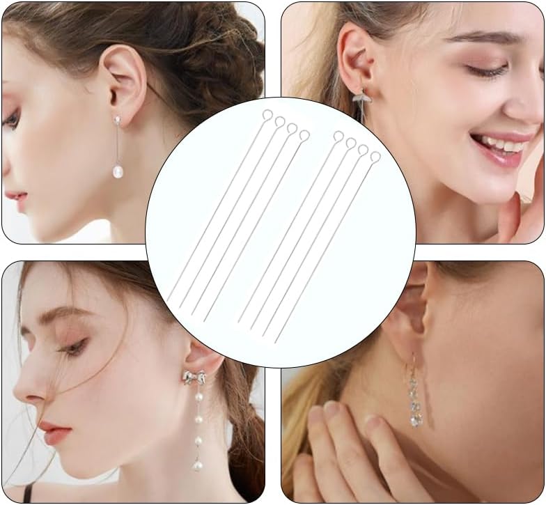 200 Pcs Eye Pins, Mini Stainless Steel Metal Wire Eyepins, Small Open Eye Headpins for DIY Craft Bead Earring Pendant Necklace Bracelet Making (Silver) - Image 5