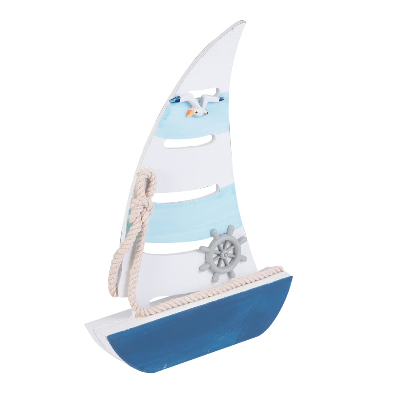 STOBAZA 1Pc Mediterranean Style Wooden Decoration Nautical Boat Model Unique Home Office Decor Eye Catching Seagull Accents Versatile Present for Weddings Special Occasions