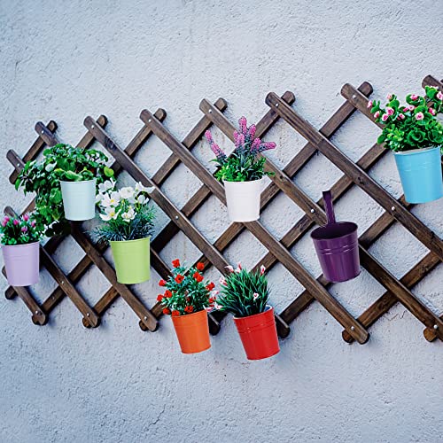 Glory Island 10 Pcs Hanging Flower Pot, Outdoor Small Hanging Planters Boxes, Railing Planter Metal Bucket With Detachable Hooks, Perfect For Balcony Fence Deck Garden Yard #TOP4