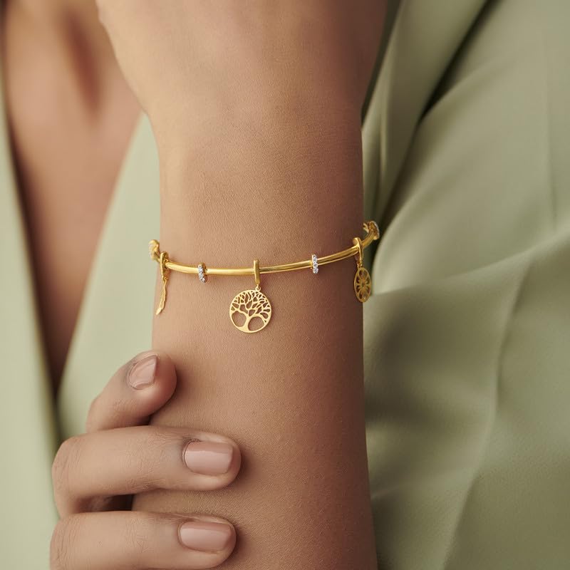 Image of KISNA 14KT BIS Hallmark Pure Yellow Gold & SI Real Diamond Bangle For Women