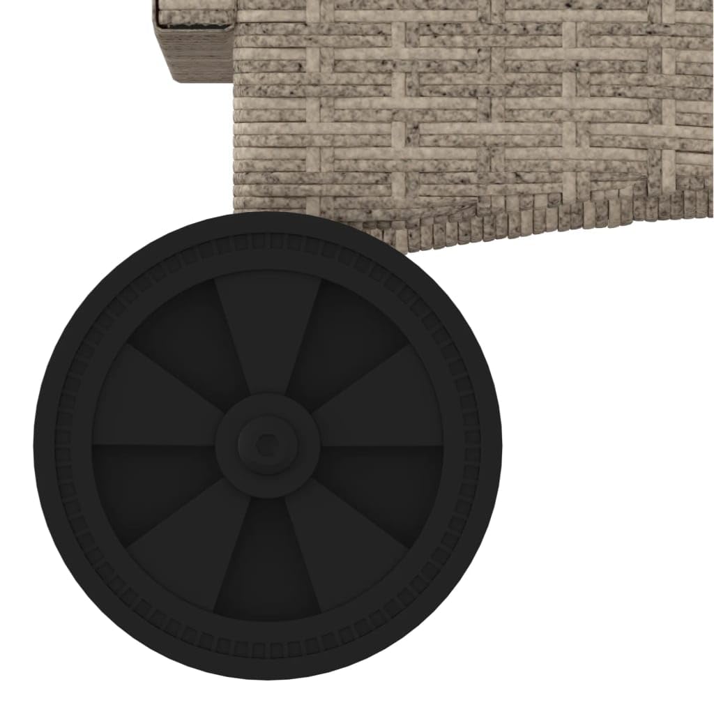 Lettino Prendisole con Ruote e Cuscino Polyrattan Grigio Chiaro Letto Relax da Giardino con Schienale Regolabile 3 Posizioni, Sdraio da Esterno con Ruote, Resistente ai Sfoderabile Lavabile 110kg
