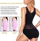 Chumian Bodysuit for Women Shapewear Waist Trainer Body Shaper Mesh Slimming Shaping Bodysuits Tummy Control Top (Black, XL) - Image 5