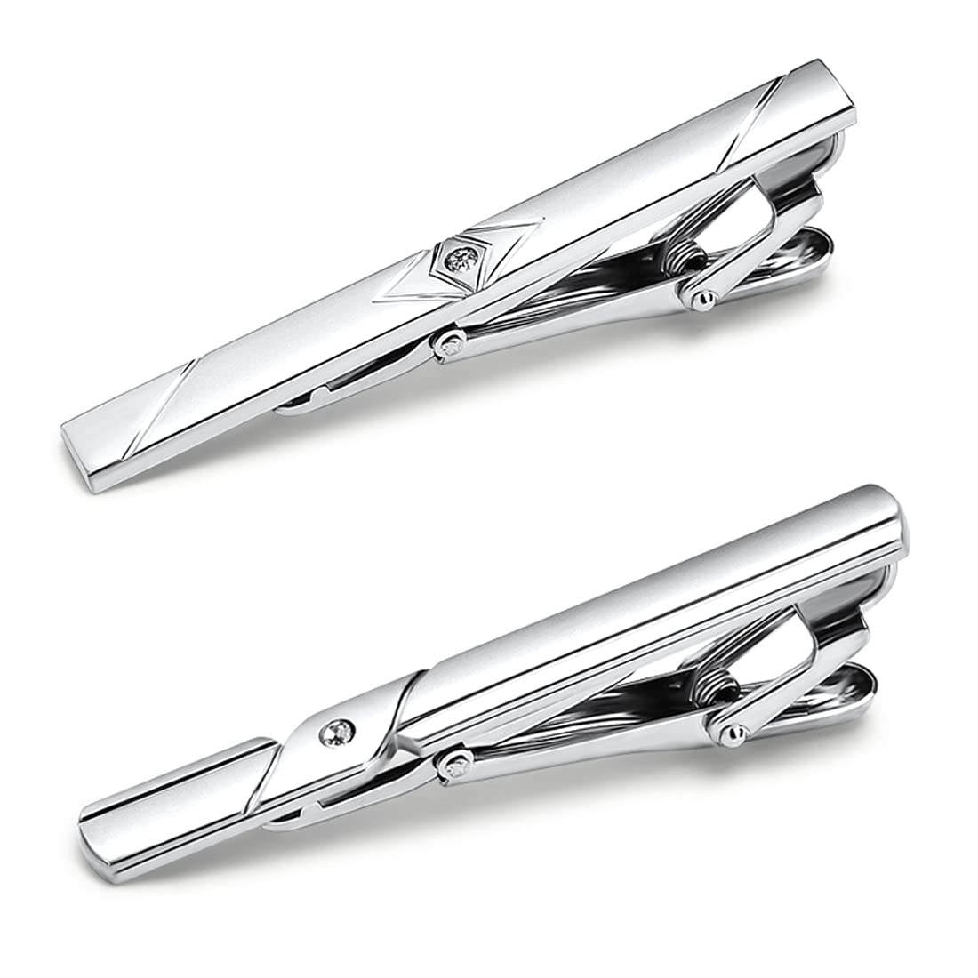 Krawattennadel Silber 4er Set Krawattennadeln Für Herren | Silberne Krawattenklammern Für Business & Anlässe Krawattenklammern Silber