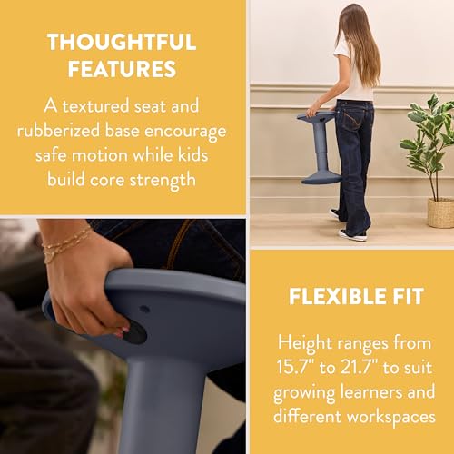 Image of Back2School Express Wobble Stool - Adjustable Height 15.7 inch-21.7 inch Active Learning Chair for Kids & Adults, Ergonomic Flexible Seating for Classroom, Homeschool & Office, 220 lbs Capacity, Grey