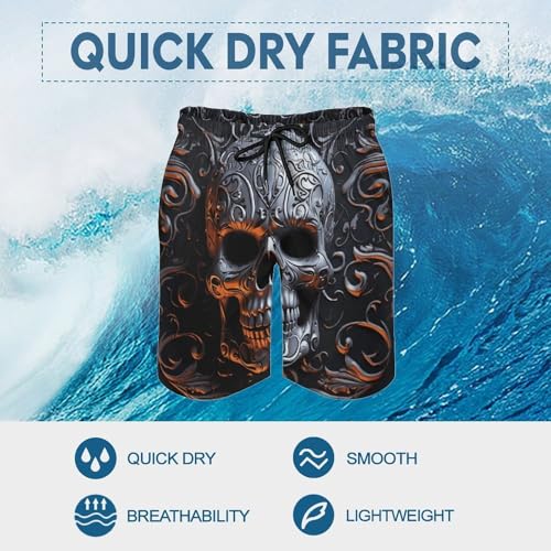 Men's Swim Trunks Quick Dry Board Shorts with Pockets Beach Shorts Cool Skull Graphics Bathing Suits for Men3