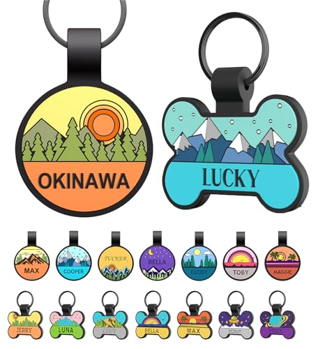 Medaille Chien et Chat avec Gravure personnalisée, Plaques D'Identification Silencieuses En Silicone GravéEs Pour Animaux, Plaque De Nom PersonnaliséE Pour...