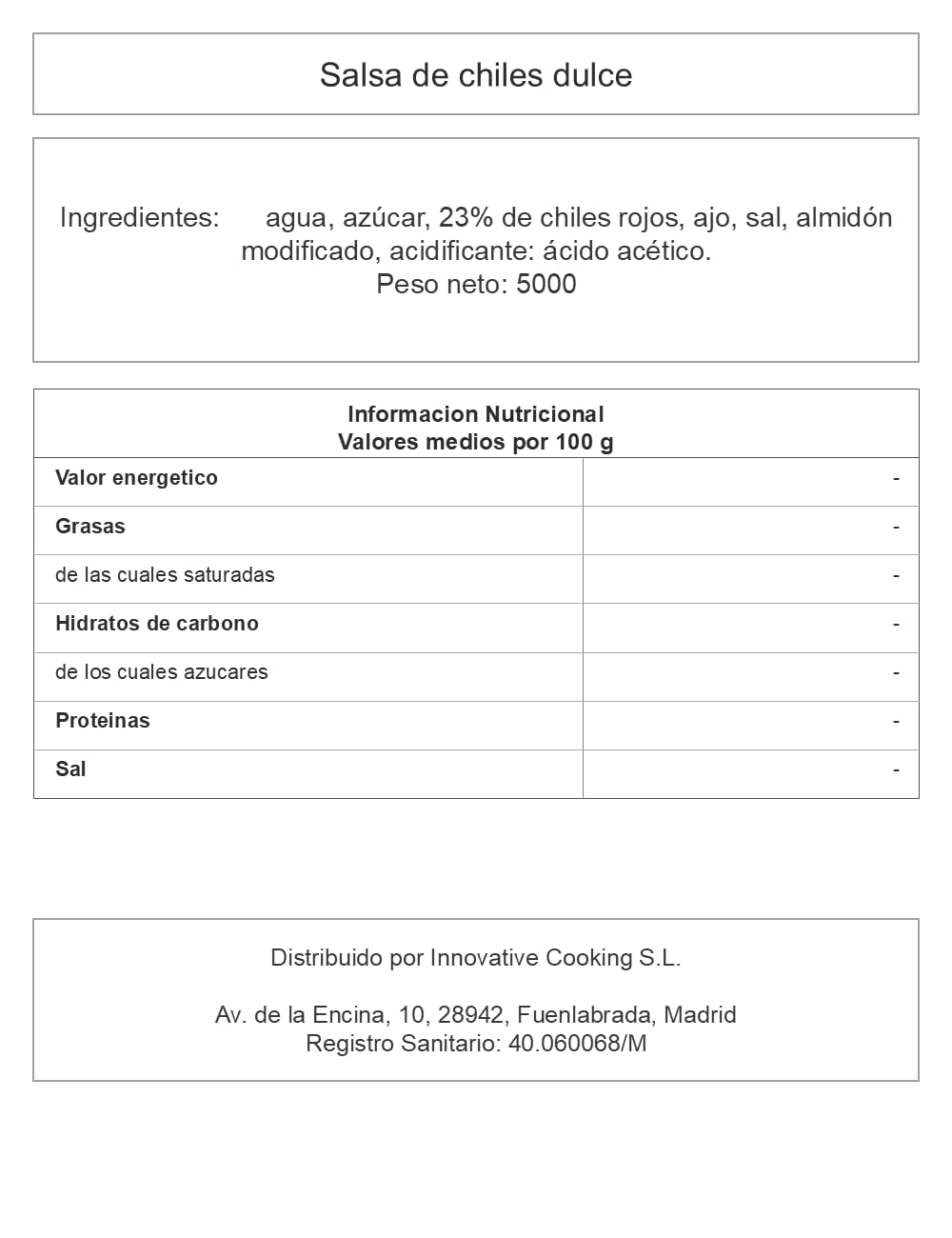 Salsa Sweet Chili Dulce 5L Formato Profesional para Hostelería Toque Asiático Dulce-Picante Suave para Dips Glaseados y Marinados