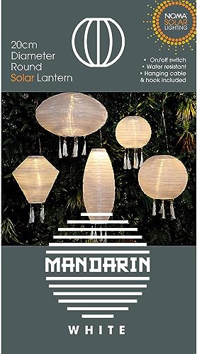 NOMA White Solar Mandarin Lantern, Round with Tassels, 20 cm - Image 2