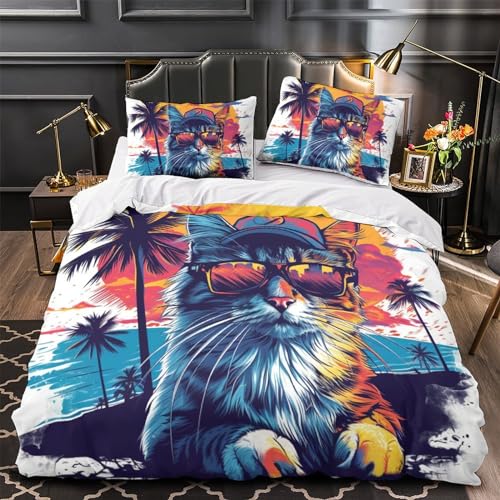 Housse de couette chat 3D de qualité supérieure en microfibre douce 220x240 - 4