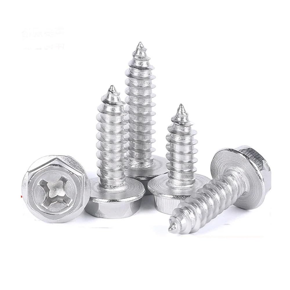 10/20/50 PCS M3 M4 M5 M6 304 Stainless Steel Hex Hexagon Flange Head Hex Bolts Self Tapping Wood Screw Bolt Screws (Size : M4x25mm (20pcs))