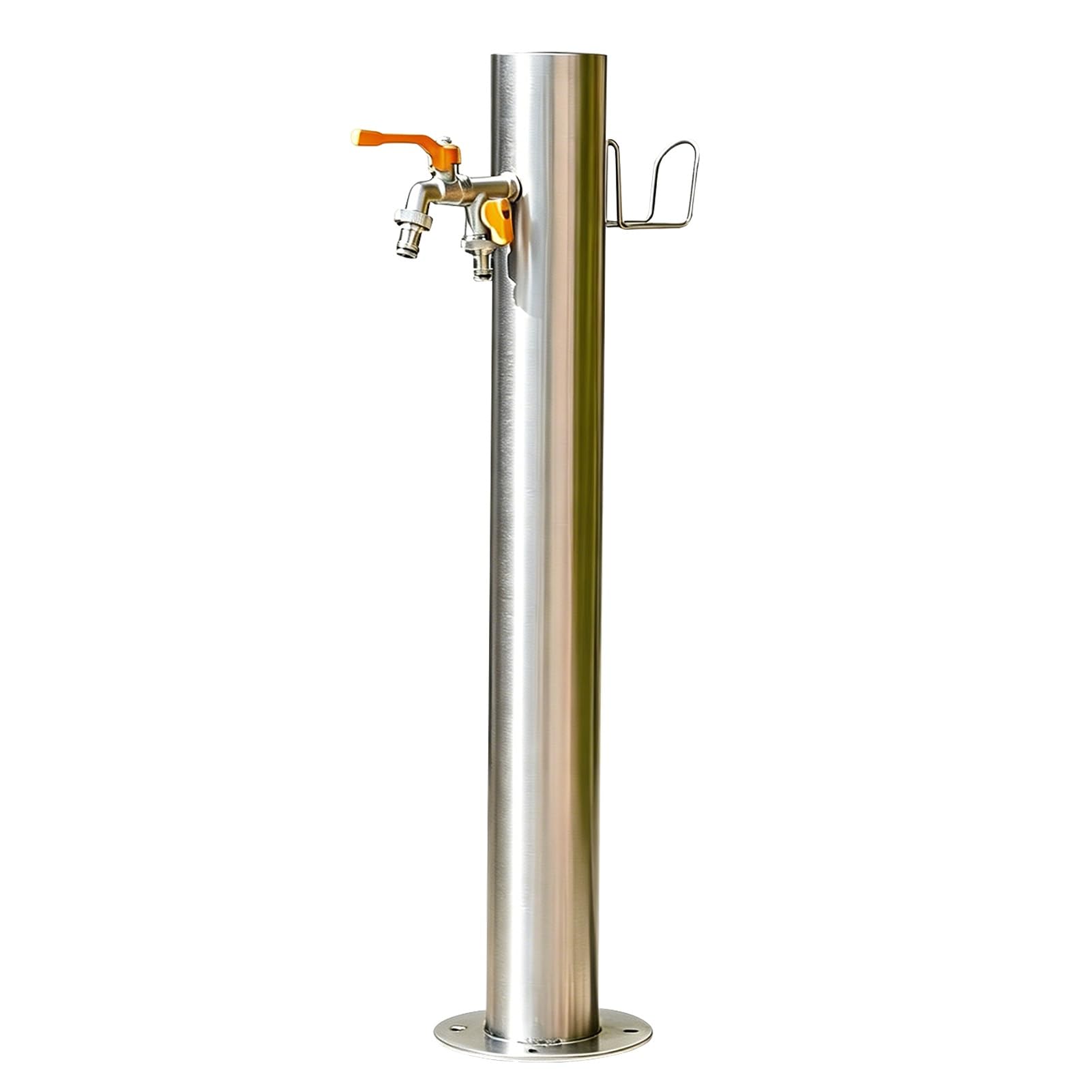 Lonmrrton A Outdoor Standing Tap, Stainless Steel Water Column Brass Double Faucet Freestanding Water Dispenser Hydrant Ntifreeze Design For Patio, Garden, Parks(,Height: 86Cm/33.9In)