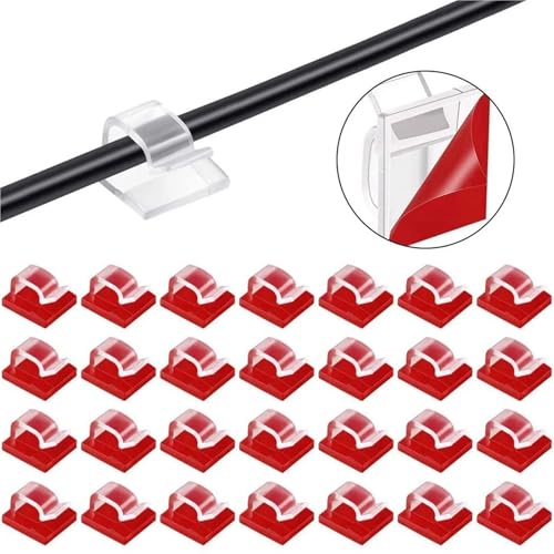 Clips adhesivos para cables 100 unidades Clips adhesivos autoadhesivos para gestión de cables, organizador y soporte para cables, accesorio para automóvil para debajo del escritorio miniatura 2