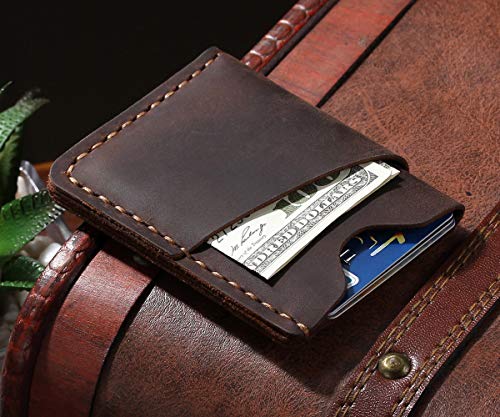 Robrasim Front Pocket Minimalist Slim Wallet, Handmade Genuine Leather Minimalist Credit Card Case Holder For Men & Women - Coffee #TOP2