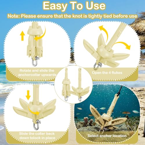 Image of Lounsweer 2 Pack 1.5 /3.5 lb Marine Kayak Anchor Kit Folding Grapnel Anchor Kit Boat Kayak Fishing Accessories for Small Boats Kayaks Canoe Paddle Boards