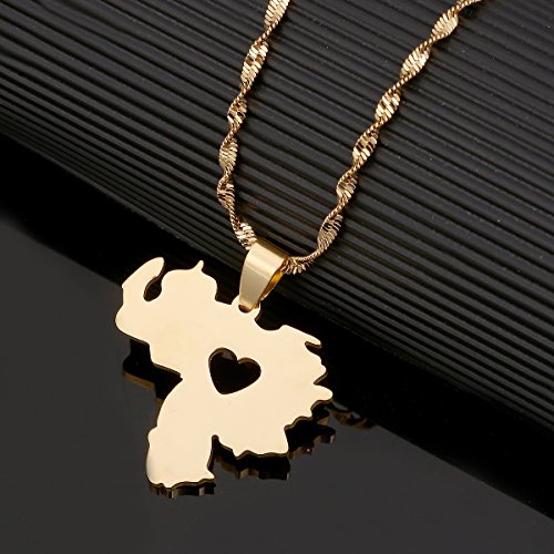 Huangshanshan Stainless Steel Venezuela Map Pendant Necklace Gold Color Jewelry Venezuelan Jewelry4