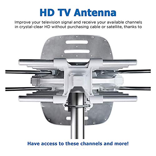 TV Antenna, Vansky Outdoor Amplified Digital HDTV Antenna 150 Mile 360 Rotate 2TVs HD UHF/VHF Channel