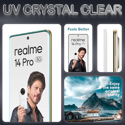 Image of ArmourPro Military Grade UV Tempered Glass Compatible For Realme 14 Pro 5G (6.77 Inch) With Easy UV Installation Kit | Edge To Edge Coverage | Crystal Clear, Pack of 2