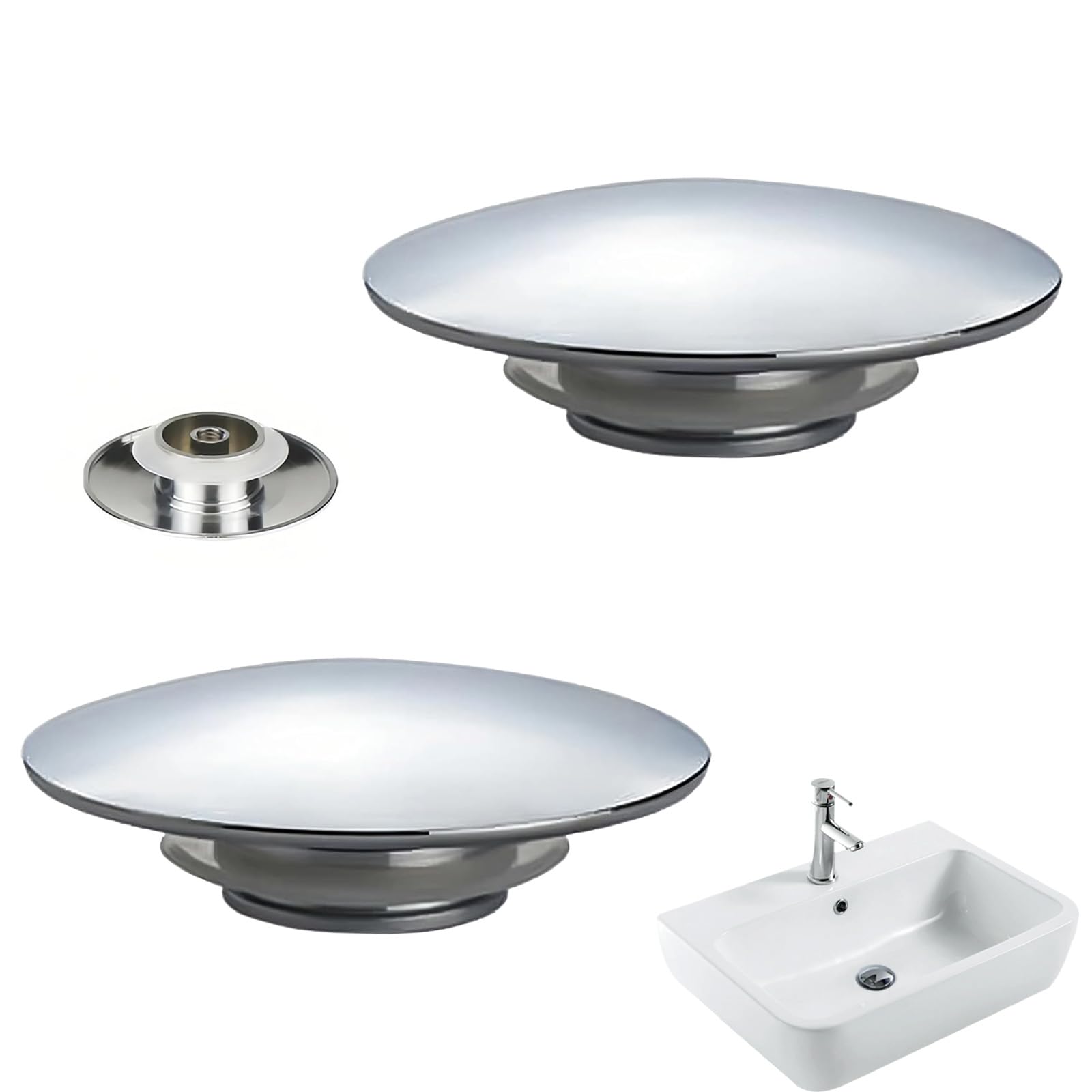 2 Pcs Pop Up Sink Plug Replacement – 66mm Chrome Click Clack Push Plug – Bathroom Sink Basin Drain Stopper Waste Plug – Vanity Sink Replacement