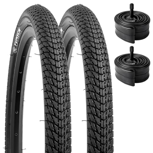 YunSCM 2er-Pack Faltbarer 18 Zoll Fahrradreifen 18x1.75 ETRTO 47-355 Plus 2er-Pack 18 Zoll Schlauch 18x1.50/1.75 AV32mm Ventil kompatibel Rennrad 18x1.75 Reifen und Schlauch